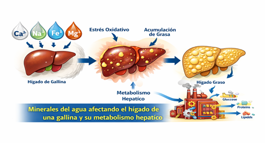 Impacto de calcio, magnesio, sodio e hierro en el metabolismo hepático de gallinas